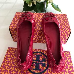 Tory Burch Patent Reva Ballet Shoes (Orchid Pink)